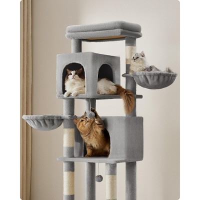 Dove Gray 69-Inch Multi-Level Sisal Cat Tree Tower