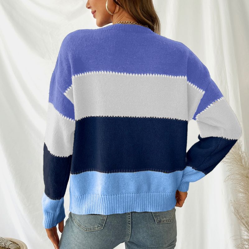 Women's Long Sleeve Colorblock Knit Round Neck Sweater - Cupshe, 5 of 10