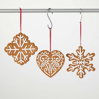 3.75"H  4.5"H & 4.5"H Sullivans Christmas Frosted Gingerbread Ornaments Set of 3  Brown-White