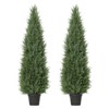 2 Pack Realistic Faux Artificial Cedar Topiary Trees Outdoor with Potted Plants for Porch, Patio, Wedding Decor - Realistic Faux Evergreen Shrubs - 2 of 4