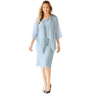 Catherines Women's Plus Size Petite Sparkling Lace Jacket Dress