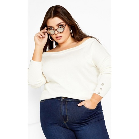 City Chic Women s Plus Size Intrigue Jumper Cream 22w Target
