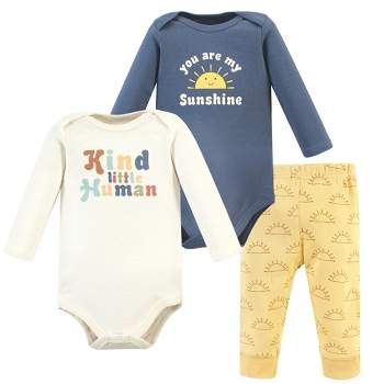 Hudson Baby Cotton Bodysuit and Pant Set, Kind Human Long Sleeve