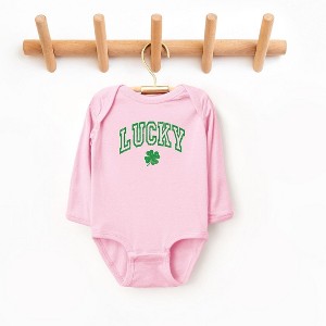 The Juniper Shop Lucky Clover Distressed Baby Long Sleeve Bodysuit - 1 of 3