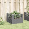vidaXL Light Gray Garden Planter with Pegs - 17.1" Square Modular Polypropylene Outdoor/Indoor Bed for Plants, Herbs & Vegetables with Rattan Look - 3 of 4