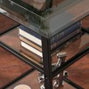 Metal & Tempered Glass Contemporary Writing Desk with Sawhorse A-Frame Base and Shelving - 2 of 4