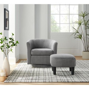CAVINAS Upholstered Accent Chair with Ottoman and Cushion Design,Comfortable Chair and Ottoman Sets for Bedroom,Reading Room - 1 of 4