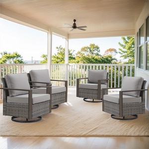 Buenhomino Outdoor Swivel Patio Chairs Set of 4, Wicker Swivel Outdoor Chairs Set of 4, 4 Piece Furniture Set for Porch, Deck, Sunroom, Yard, Poolside - 1 of 4
