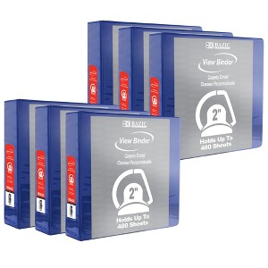 BAZIC Products® Slant D Ring View Binder with 2 Pockets, 2", Blue, Pack of 6 - 1 of 2