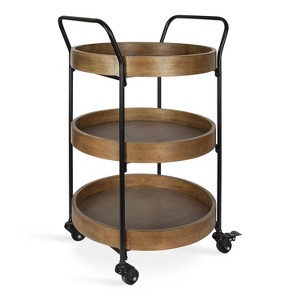 Kate and Laurel Lloyd Round Metal Bar Cart, 18x18x31.5, Rustic Brown and Black - 1 of 4