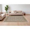 Ivory Gray and Tan Wool Oriental Hand Knotted Area Rug With Fringe - 2 of 4