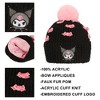 Kuromi Pearls Adult Black Cuffed Knit Beanie With Pink Pom - 4 of 4