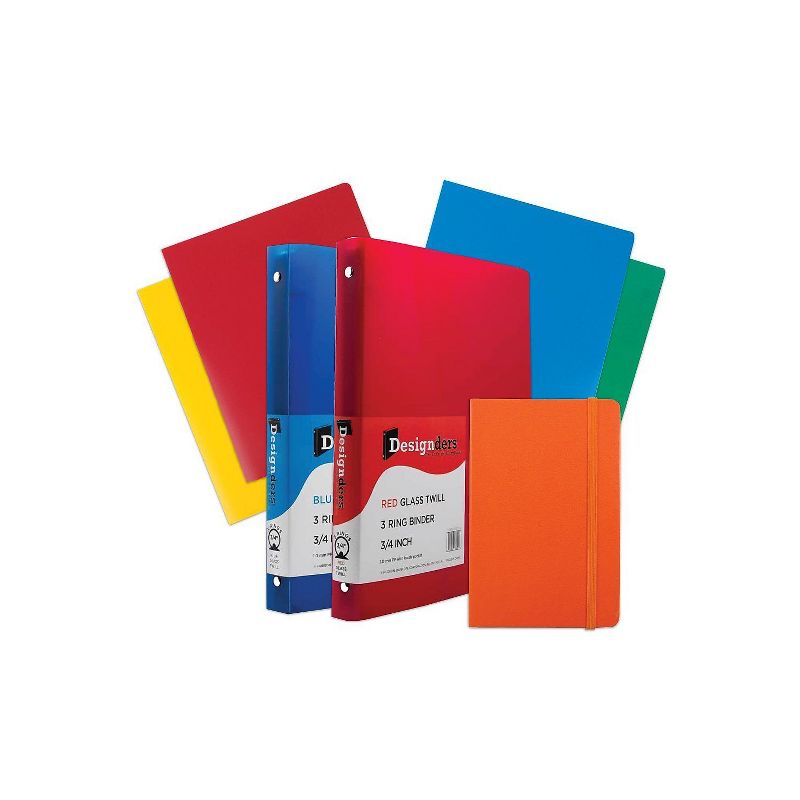 JAM Paper Back To School Assortments Orange 4 Heavy Duty Folders 2 0.75 Inch Binders & 1 Journal, 1 of 2