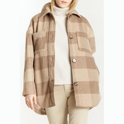 Women's TWO POCKET PLAID COAT - Oat New York
