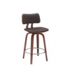 HomeRoots 26" Brown And Wood Brown Faux Leather Swivel Low Back Counter Height Bar Chair - 4 of 4