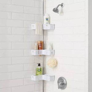 Steel Corner L Shaped Tension Pole Caddy Chrome - Room Essentials™ - 1 of 4
