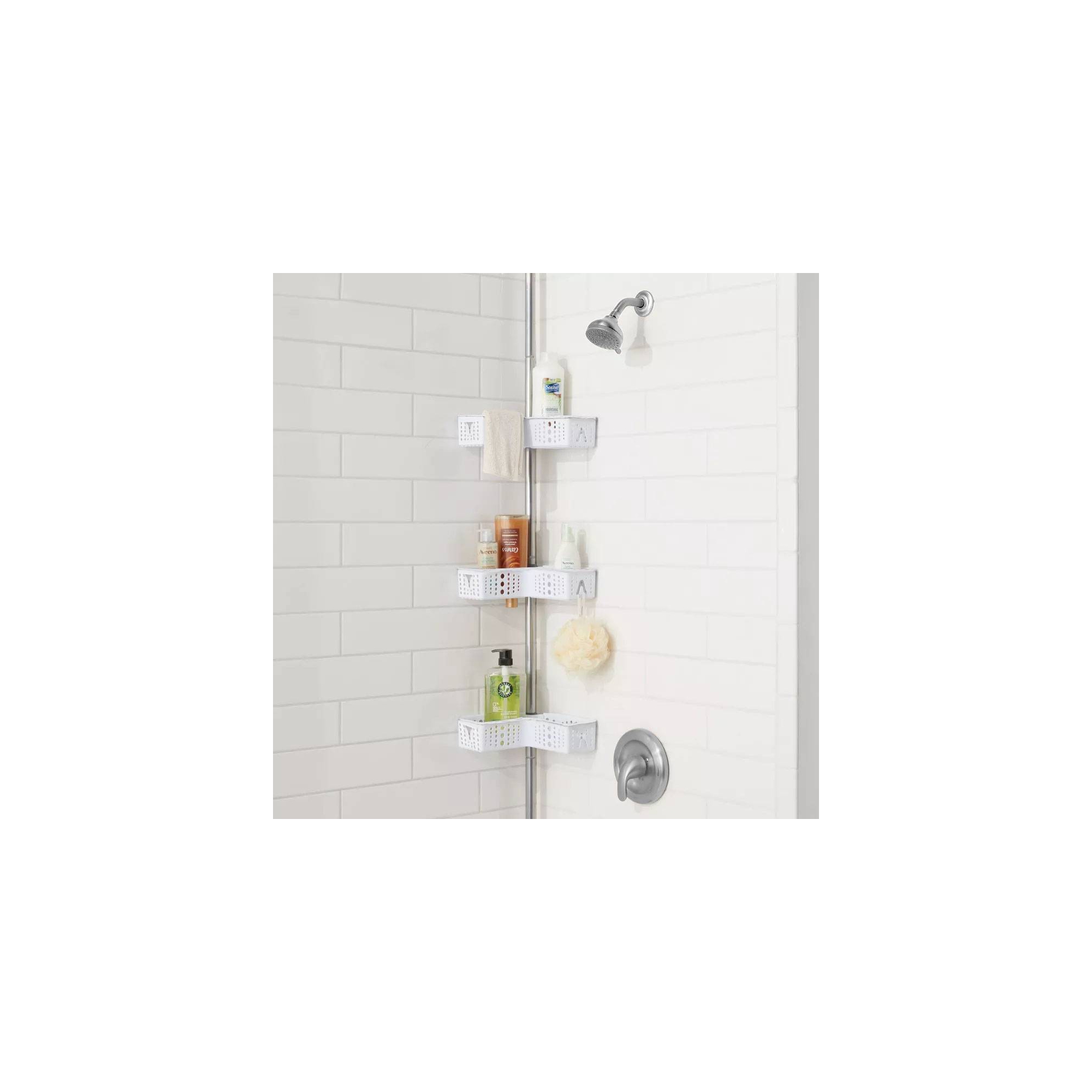 Steel Corner L Shaped Tension Pole Caddy Chrome - Room Essentials™
