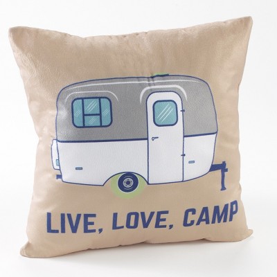 Lakeside Live Love Camp Accent Pillow - Couch Throw Cushion for RVs, Camper Trailers