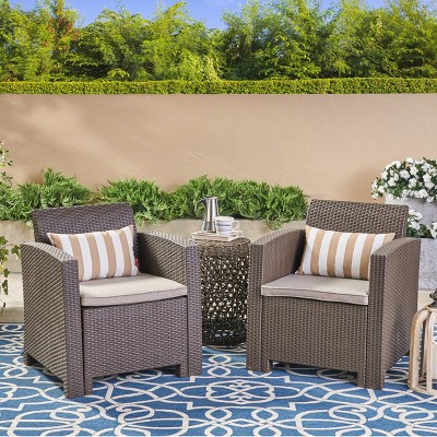 Christopher Knight Home Johns Outdoor Polypropylene Club Chairs with Cushions (Set of 2)