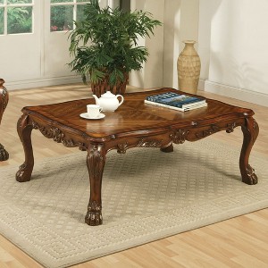 54" Coffee Table with Claw Legs, Scalloped Top, Intricate Floral Motifs, Easy Assembly for Living Room - 1 of 4