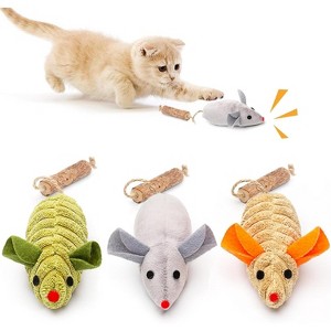 Potaroma Cat Toys: 3pcs Squeak Mice Interactive Catnip Silvervine Animals - 1 of 3