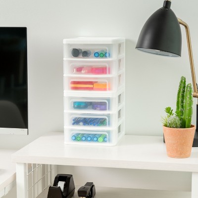 Clear Plastic 3-Drawer Stackable Desk Organizer Set, 4-Pack
