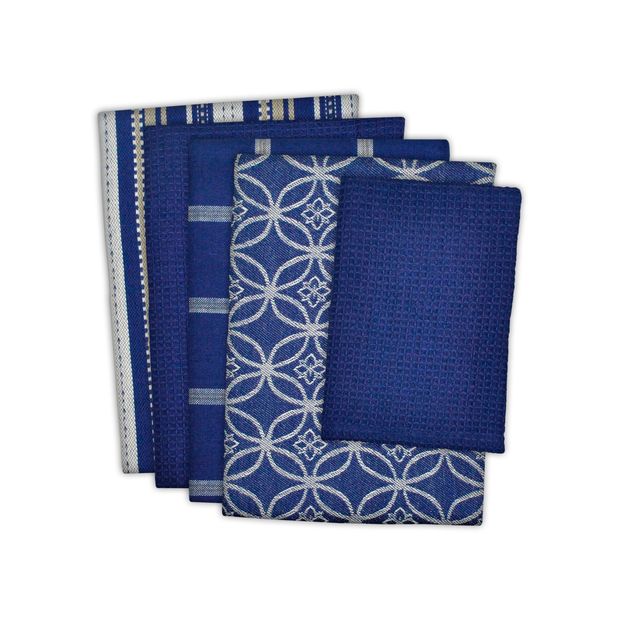 5pk Kitchen Towel & Dishcloth Set Nautical - Design Imports: Absorbent Cotton, Quick-Dry, Hand Washable