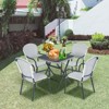 Tangkula 5PCS Rattan Patio Dining Set All Weather Square Folding Table & 4 Stackable Chairs Set w/Tempered Glass Tabletop - 2 of 4