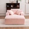 TinyHomie Oversized Chaise Longue Chair Indoor, Modern Upholstered Corduroy Deep Seat Sofa Bed with Throw Pillows and Armrests - 3 of 4