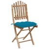 vidaXL: 2X Folding Bamboo Patio Chairs with Cushions - Garden Furniture for Outdoor/Deck/Patio - Light Blue, Weather Resistant - 3 of 4