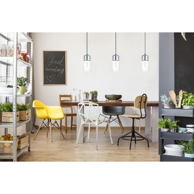 Ashwell Black and Clear Glass Pendant Light