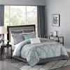 Gulches Slate Blue Cal King Damask Theme Polyester Jacquard Mattress Size 106x92 12 Piece Comforter Blanket - 2 of 4