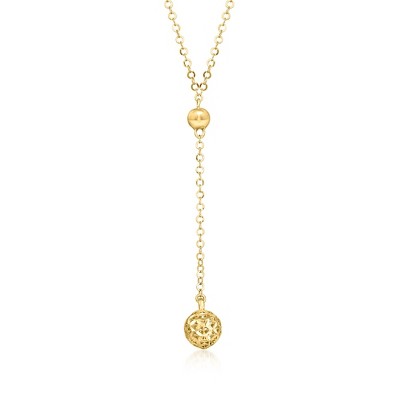 Ross-Simons 18kt Gold Over Sterling Diamond-Cut Ball Y-Necklace Size 18