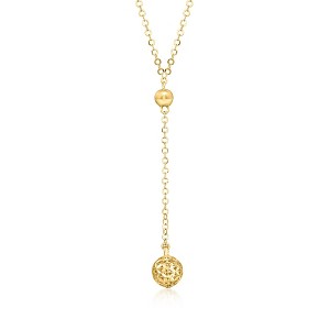 Ross-Simons 18kt Gold Over Sterling Diamond-Cut Ball Y-Necklace Size 18 - 1 of 3