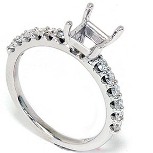 Pompeii3 1/2ct Half Eternity Diamond Ring Setting 14K White Gold - 1 of 4