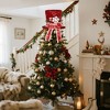 Aoibox Large Christmas Tree Topper Hat 12 x 9 Inch Red Sequin Top Hat with Bow Snowflake Candy Cane Holiday Decor 1 Piece - 4 of 4