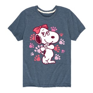 Boys' - Peanuts - Belle Multi Color Paw Prints Short Sleeve Graphic T-Shirt - 1 of 4