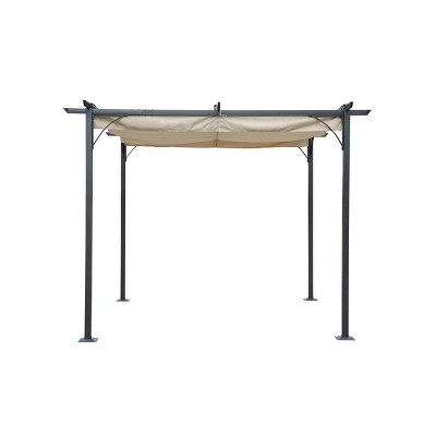 10' Retractable Roman Shade Pergola Canopy - Blue Wave