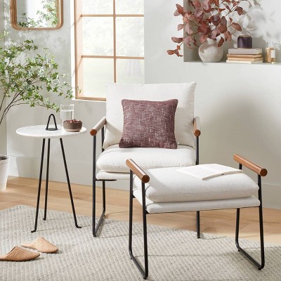 Cushioned Metal Wood Accent Arm Chair
