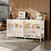 FUFU&GAGA White Buffet with Metal Frame & Glass Doors: 3 - Color Lighting for Modern Display Sideboard Bar Cabinet Pantry - 2 of 4