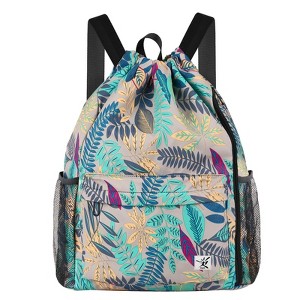 Water Resistant Drawstring Backpack with Mesh Pockets Gym Bag VB100 - Waterproof Drawstring Gym Bag with Large Mesh Pocket  main image 2