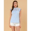 INSPIRE CHIC Women's Chiffon Ruffle Stand Collar Tie Summer Cap Sleeve Blouses - 2 of 4