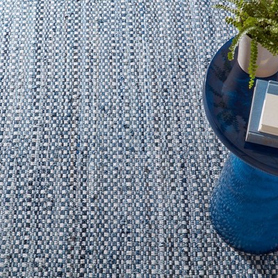 Denim Stone Blue Handwoven Cotton Stripe Rug 5' x 8'