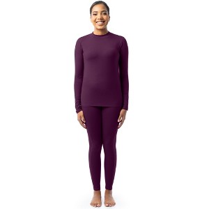 Fruit of the Loom Women's Thermal Performance High Mock Neck Top & Thermal Legging Bottom Set, Sizes XS-XXXL - 1 of 4