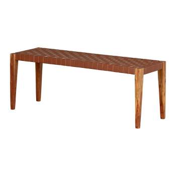 Balka Woven Leather Bench Brown - South Shore