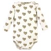 Hudson Baby Infant Girl Cotton Long-Sleeve Bodysuits, Leopard Hearts - image 4 of 4