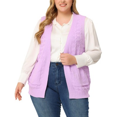 Agnes Orinda Women's Plus Size Open Front Chunky Knit Sweater Outwear  Cardigan Purple 4x : Target