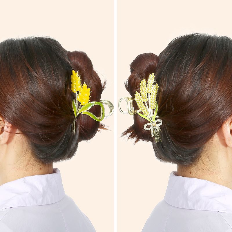 Unique Bargains Women's Flower Metal Hair Claw Clip Yellow 2 Pcs, 2 of 7
