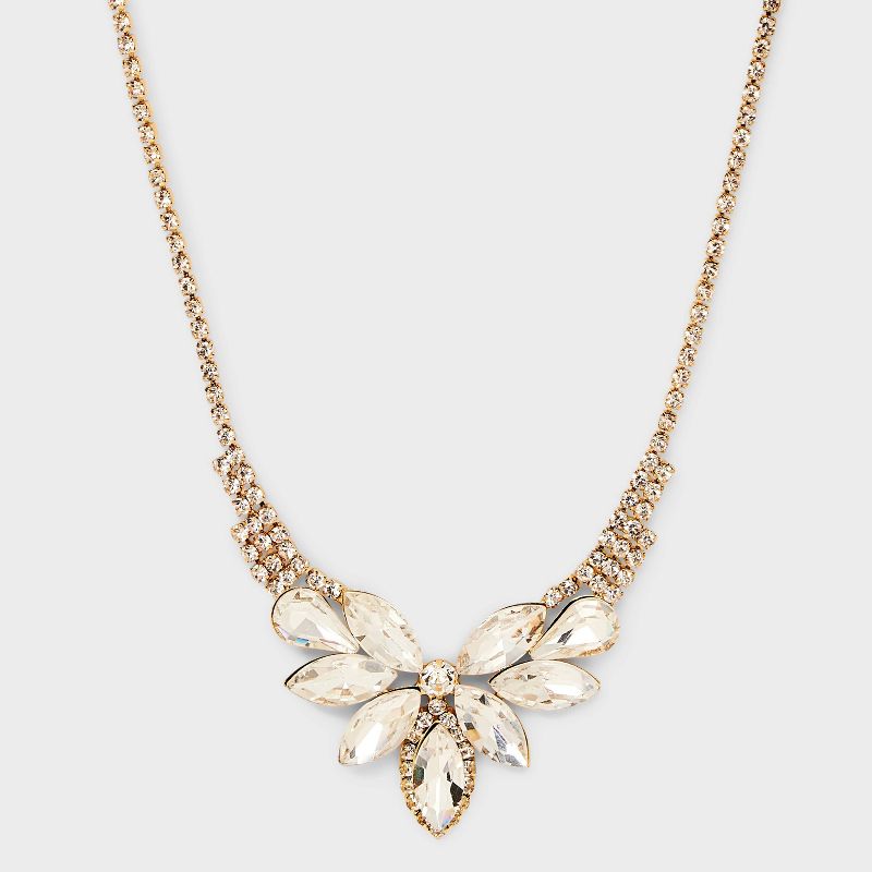 Cluster Marquise Stone Necklace - Gold, 1 of 5