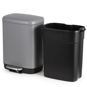 3.2 Gal Stainless Steel Trash Bin with Lid, Soft-Close Pedal, Fingerprint-Resistant Surface - 1 of 4